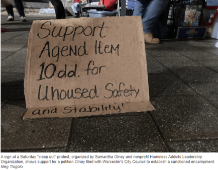 photo from telegram article about sanctioned encampment