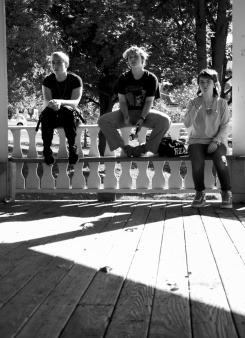 3 teens in the downtown gazebo
