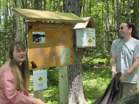 The wayside was installed at the campsite along the Penobscot River at the Penobscot Tribal retreat center Nibizen The wayside was installed at the campsite along the Penobscot River at the Penobscot Tribal retreat center Nibizen