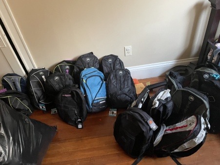 Filled Backpacks for Pawtucket unsheltered school kids