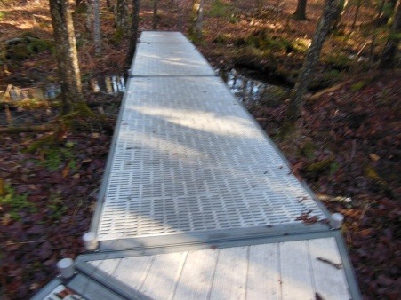 A portion of the Bragdon Hill trail bridge