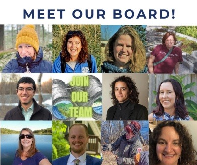 a collection of photos of the current board members of MEES and the words meet our board