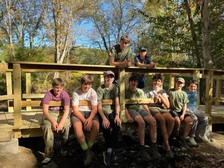 Boy Scout Group after building bridge