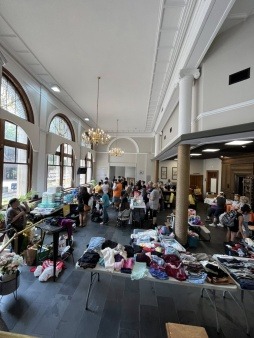 Free community store stocked with donations, open to the public, all items free. July 2025