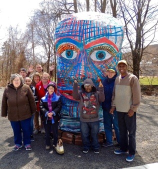 Students with their Collaborative Public Art Sculpture 