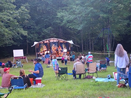 Festival goers enjoy music by the band Princess Kikou