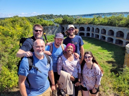 Fort Gorges volunteers taking in the sights after performing landscaping