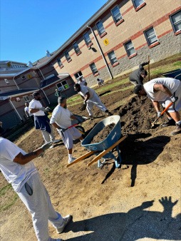 Students work building a new garden