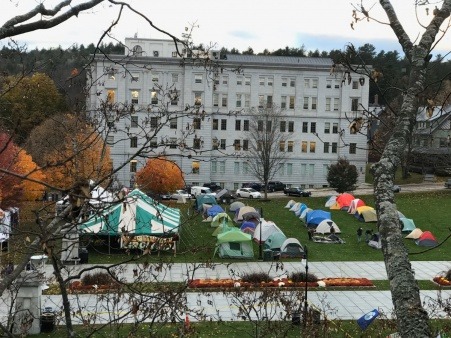 Arial view of the "The Youth Encampment for Climate, Migration, and Agriculture" for 3 October days in 2019 