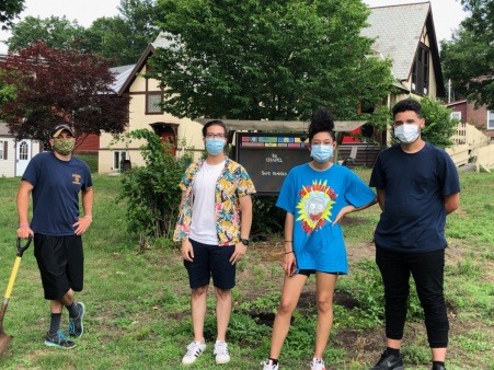 Interns installing a vegetable garden at "The Chapel"