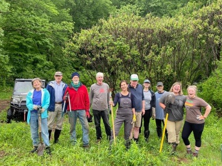 Volunteers who pulled rocks out of the wildflower beds - in the rain! 