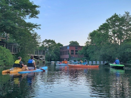 Friends of the Saugatucket leading a paddle for the public on the Saugatucket River in Wakefield, RI.