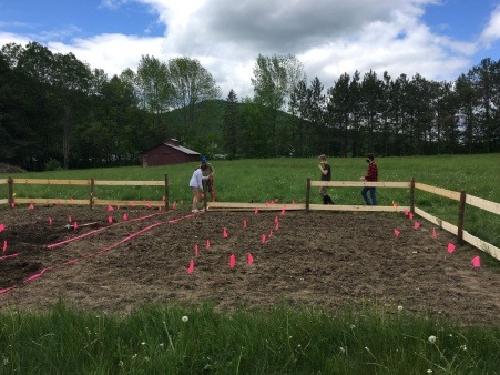 Preparing the Garden with student volunteers