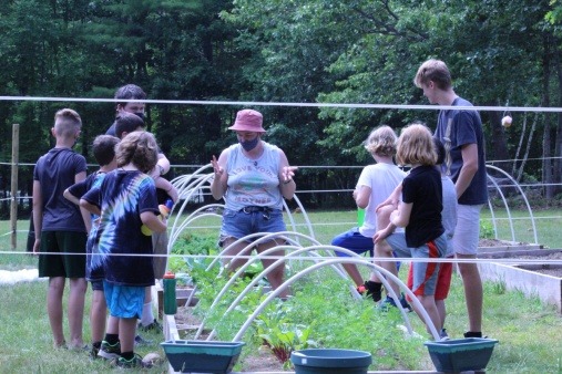 Campers in a Garden Education Program at North Woods Camp