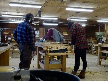 Rent-a-Benchers making an oak table