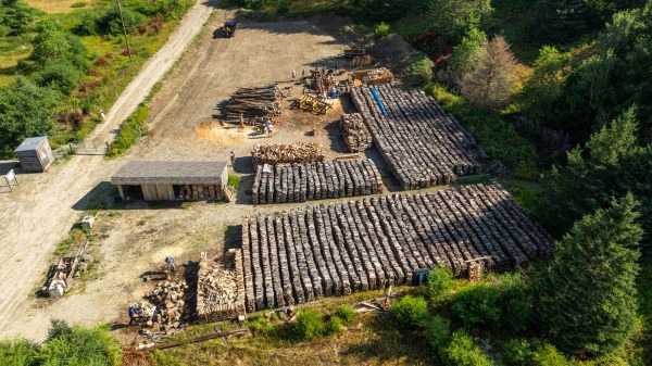 overhead view of wood yard