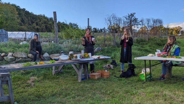 On Foxtrot Herb farm for a workshop on harvesting and processing wildgrape leaves