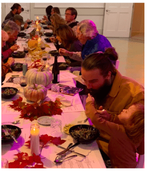 Community dinner exploring sustainable food production