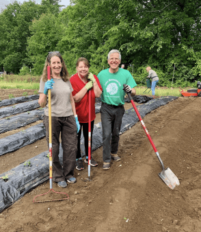 at the Food Pantry garden, getting ready to plant
