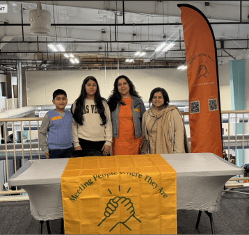 Group of young and middle age volunteers