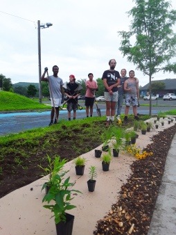 Installing Phase 1B of the Unity Park Pollinator Garden.