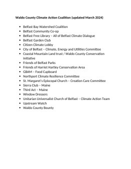 Waldo County Climate Action Coalition list of member organizations